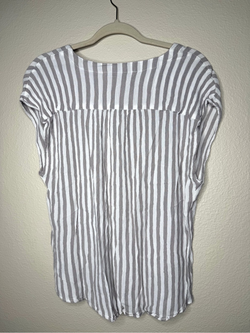 Torrid Women Stripe Gauze Lace Up Dolman Blouse 0X Plus Coastal Boho Neutral - Picture 5 of 9